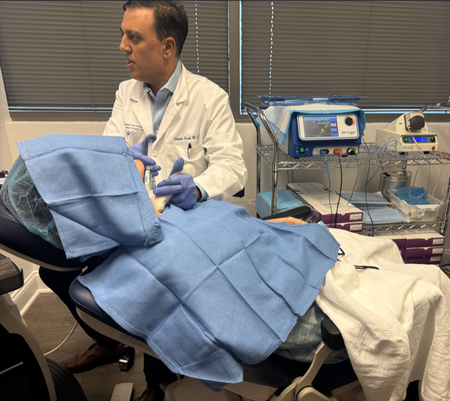 RFA procedure room setup at Northwest Thyroid Center — ultrasound and RFA equipment ready for in-office procedure
